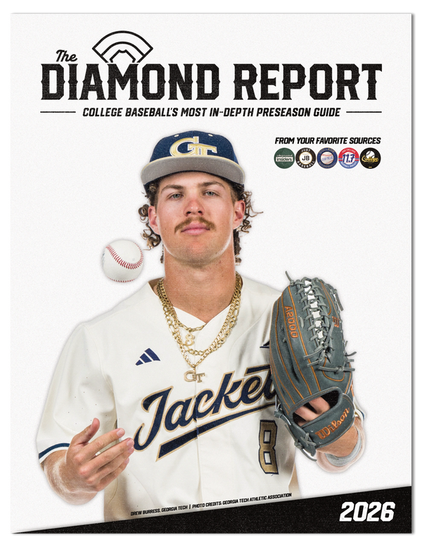 College baseball player Drew Burress featured in The Diamond Report 2026 preseason guide.