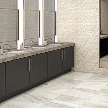 hospitality design, bathroom remodel, patterned tile
