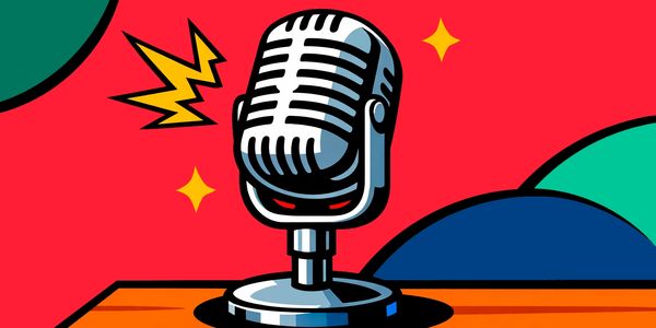 Retro microphone on a colorful pop art background.