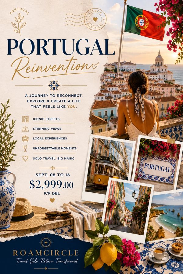 Women's solo travel package Lisbon Portugal - curated female solo travel itinerary - RoamCircle