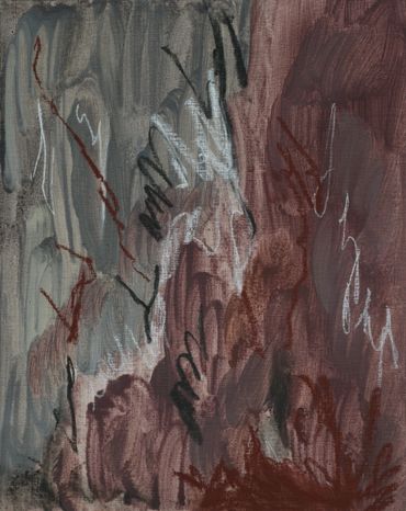 Abstract painting with earthy tones and dynamic brushstrokes.