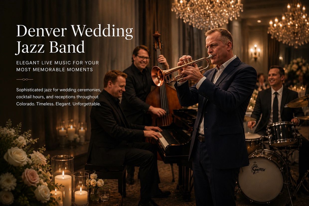 Jazz band performing at a wedding with elegant ambiance.