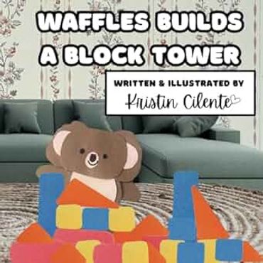 Waffles Builds a Block Tower