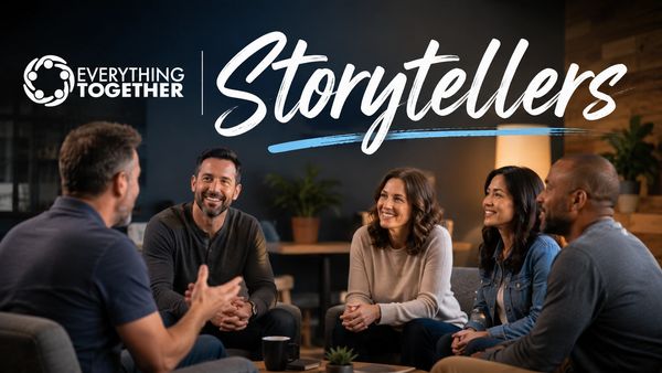 Group engaged in storytelling in a cozy setting.