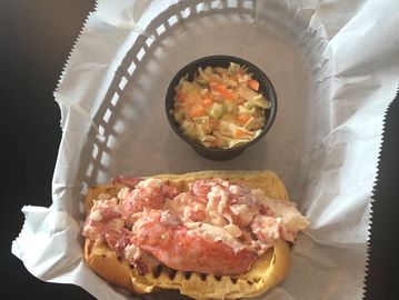 Cold Mayo Lobster Roll, our most popular, only light Hellmans mayo added to Maine lobster meat,.