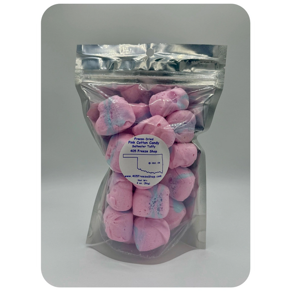 Freeze Dried Pink Cotton Candy Saltwater Taffy in Oklahoma City.