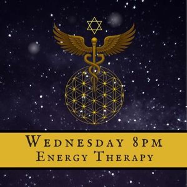 Caduceuss, Staff of Hermes, Flower of Life, Merkaba floating in starry night background.