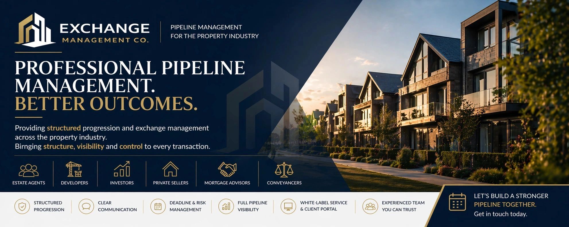 Professional pipeline management for the property industry with structured progression and control.