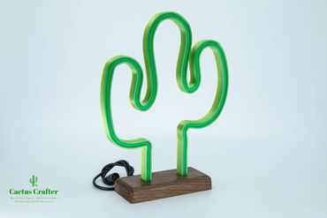 neon cactus night light
