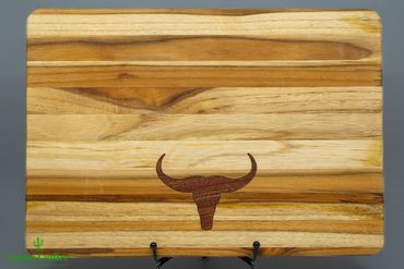 wooden inlay in a cutting board