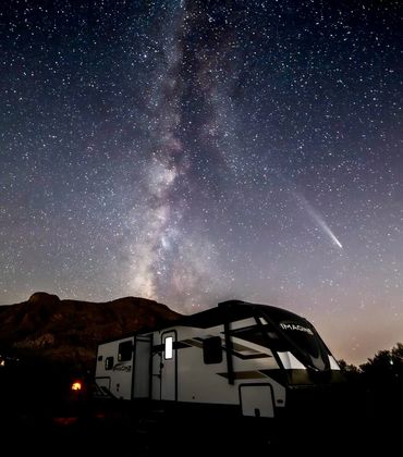 Comet and milky way in Arizona night sky