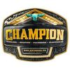 A detailed championship ring with gold and black design.