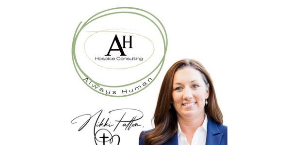 Professional portrait of Nikki Patton with AH Hospice Consulting logo.