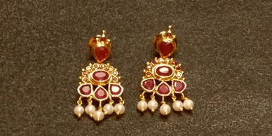 ruby tops/earrings