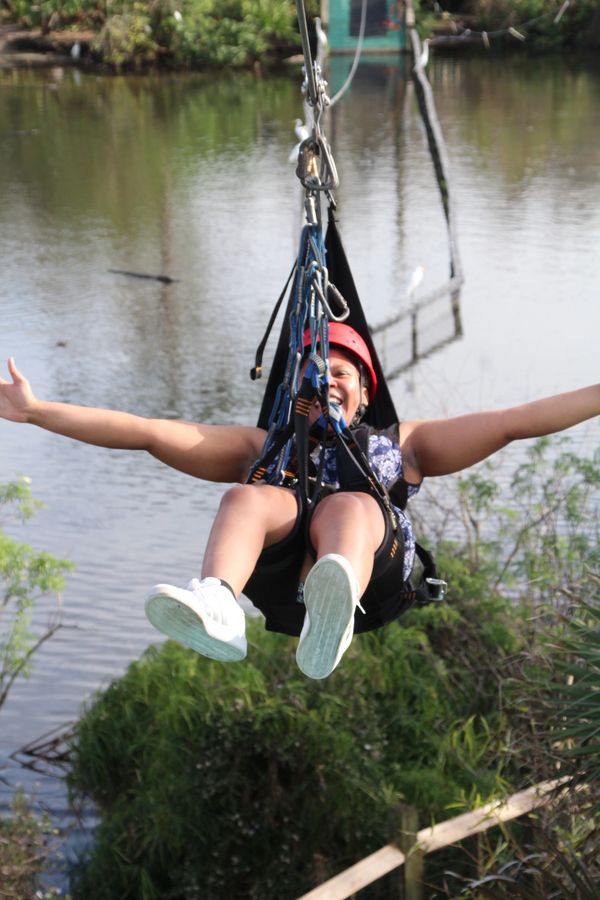 Johileny on a zipline in Florida.