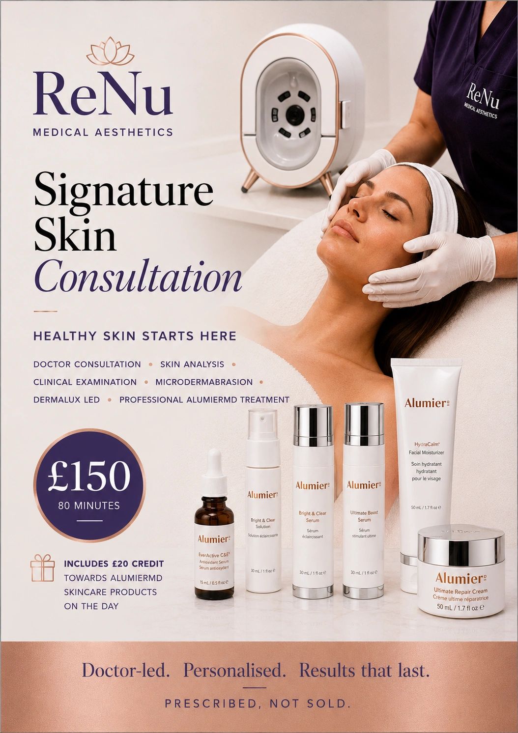 ReNu Signature Skin Consultation with skincare products.