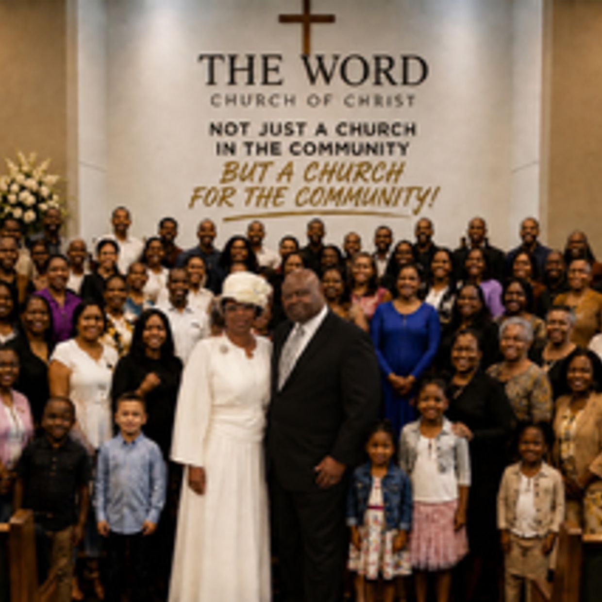 Church congregation group photo at The Word Church of Christ.