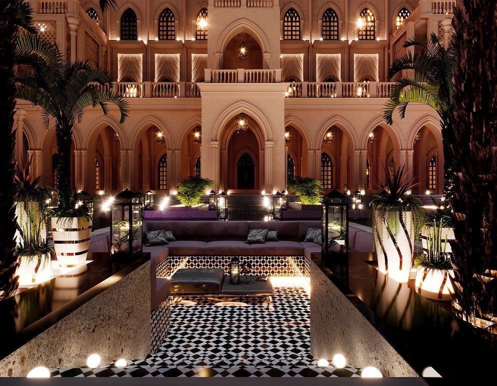 A Moroccan-style palace in Maghreb, consisting of three floors, designed by international designer S