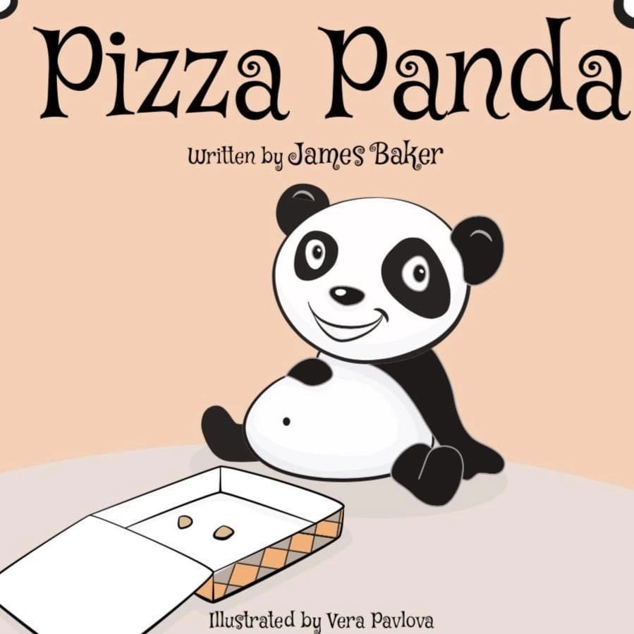Illustration of a happy panda with an empty pizza box, from 'Pizza Panda'.