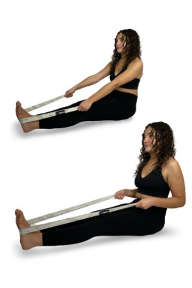 Girl doing seated row with long band