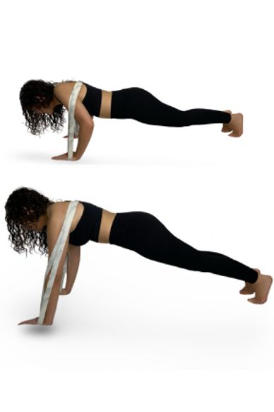 Girl doing push up with long band