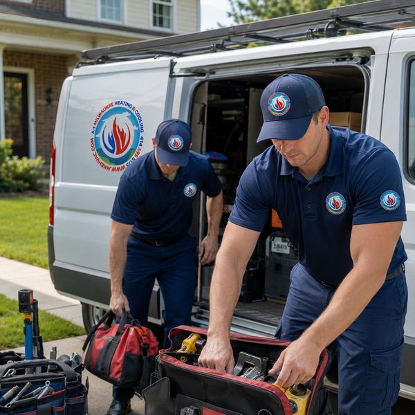 A professional central air installation featuring a new outdoor condenser, indoor evaporator coil, a