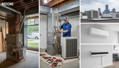 Professional HVAC technician from A-1 Milwaukee Heating & Cooling installing a new high-efficiency f