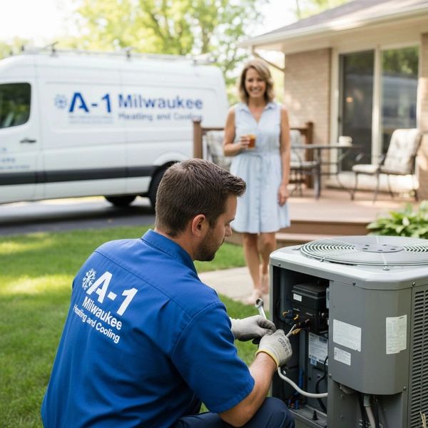 24/7 emergency furnace and AC repair diagnostics in South Milwaukee by A-1 technician