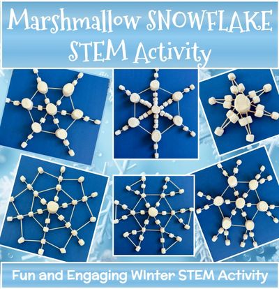 Marshmallow and toothpick snowflake designs.
