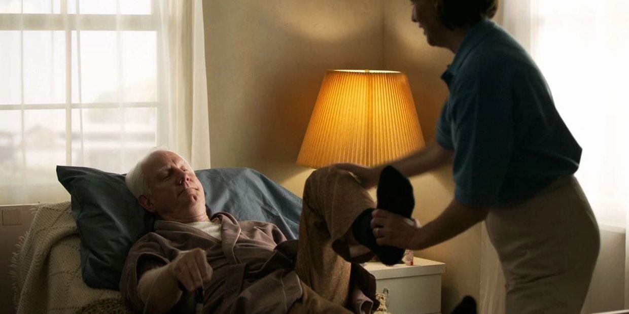 Home Care worker looking after a patient. 