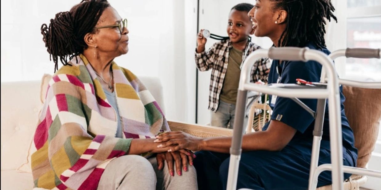 Home Care worker looking after a patient