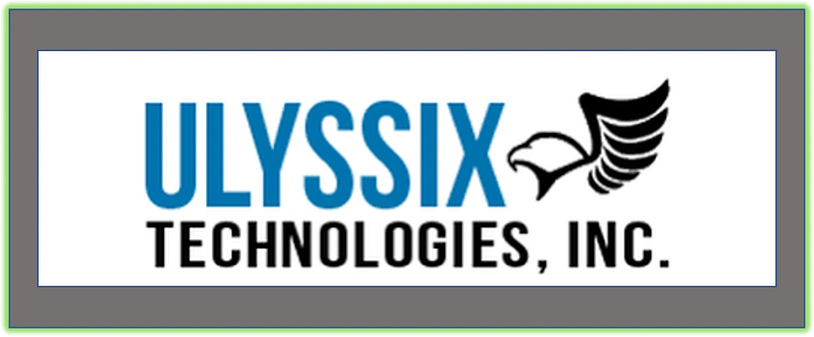 Logo of Ulyssix Technologies, Inc. with blue and black text and a wing graphic.