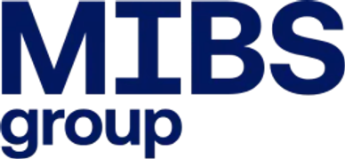 Logo of MIBS group in blue.