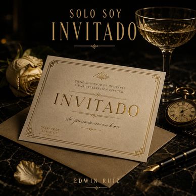 Tarjeta de invitación elegante en papel crema.