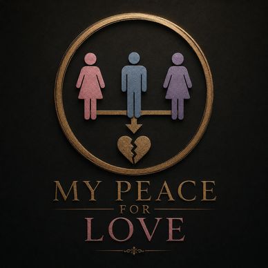 Symbolic image of love and peace with two women and a man.