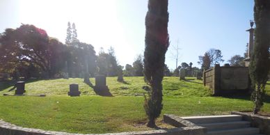 This is the view of the site of the Woz Memorial as you approach on the walkway from the main road.