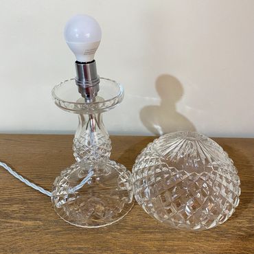 Large Crystal Lamp, New Lampholder view - Full Lamp Rewire and Safety Test
