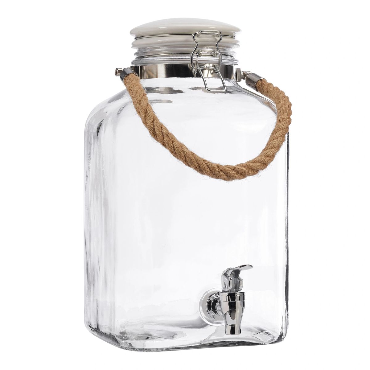Set of 2 - 2 Gallon Glass Rope Drink Dispensers with Stand