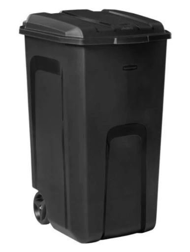 Roughneck 45 Gal. Black Wheeled Vented Trash Can with Lid