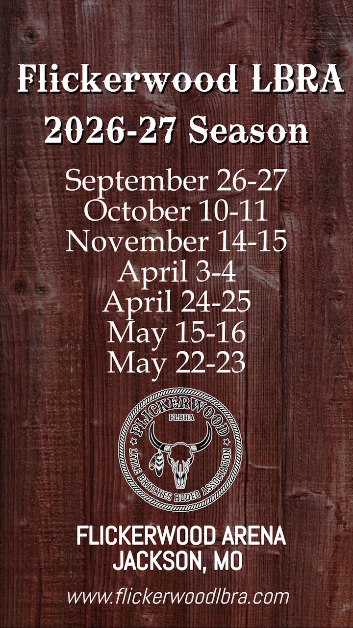 Flickerwood LBRA 2026-27 season schedule with event dates.