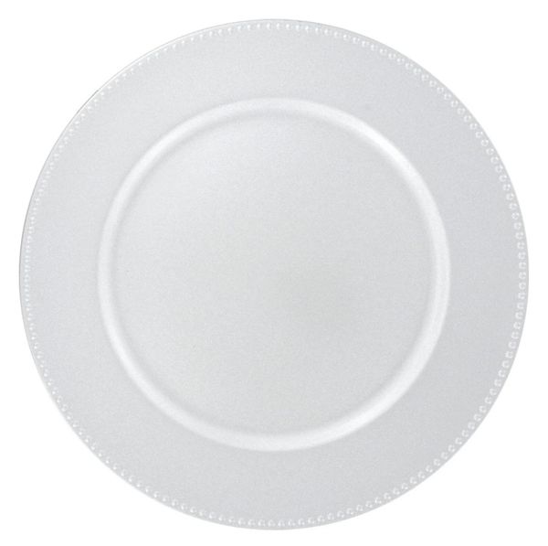 beaded silver charger plate = 100