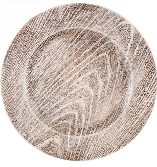 wood grain charger plate = 100