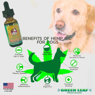 A chart showing the benefits of Hemp for pets