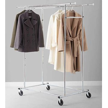 Jackets, blazers, and coats hanged on a clothesline