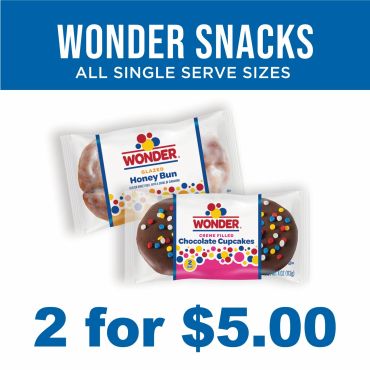 Wonder Snacks offering 2 single serve items for $5.00.
