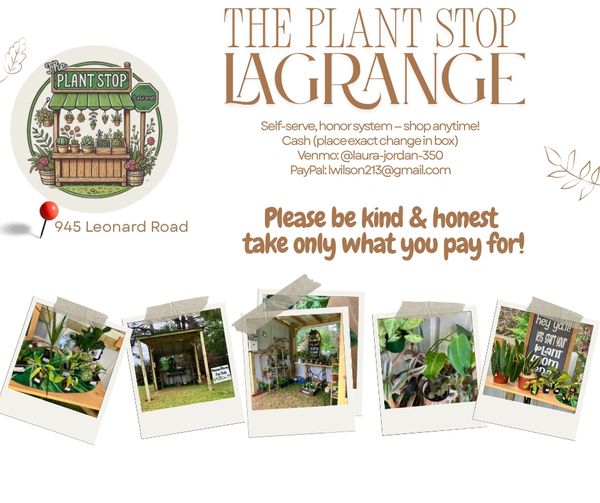 Self-serve plant shop at 945 Leonard Road with an honor system for payment.