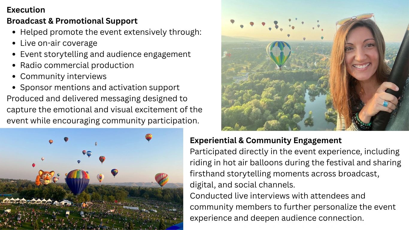 Hot air balloon festival with community engagement and live event coverage.