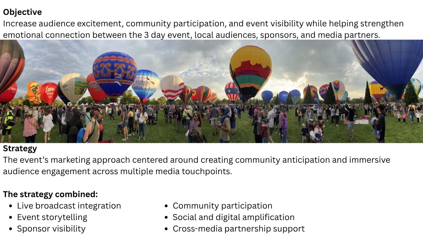 Crowd enjoying a hot air balloon festival with vibrant balloons and festive atmosphere.