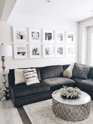 Custom sofa with gallery wall