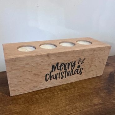 wooden Christmas Candle Holder, Created by Pinewood Designs -Smeeth, Ashford, Kent 